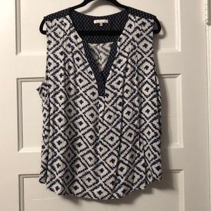 B Skies are Blue - blue and white ikat tank - Sz 2